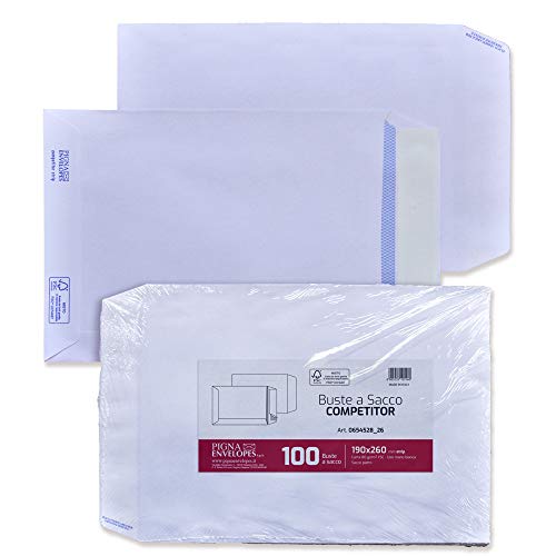 Enveloppes blanches 190x260 mm Pigna Competitor papier 80g pour bureau