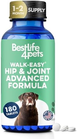 Advanced Hip and Joint Supplement for Dogs, Natural Extra Strength Dog Pain Relief & Anti Inflammatory for Dogs Helps Limping, Mobility Issues, Hip Dysplasia, ACL Tears, 180 Tiny Pills