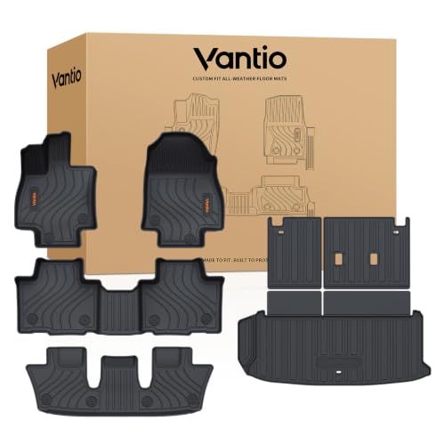 Image of Floor Mats for Toyota Grand Highlander 2026 2025 2024 Without or with subwoofer (Include Hybrid), Anti-Slip Custom Fit All Weather TPE Car Liners with Trunk Cargo Liner, Backrest Protectors