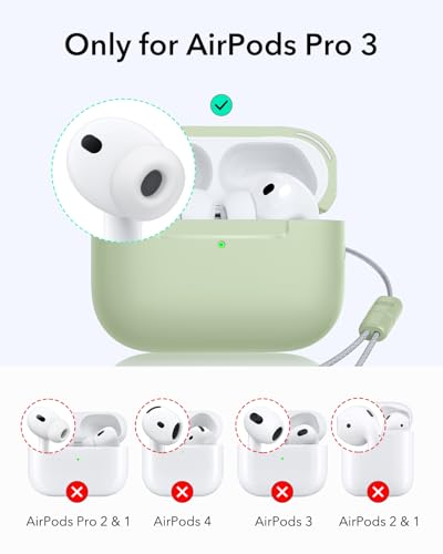 Image of ESR for AirPods Pro 3 Case (USB-C), Compatible with MagSafe, Magnetic Lid Lock, Full Drop Protection Cover with Lanyard, Pulse Series, Light Green