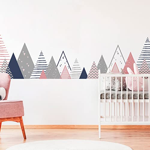 Stickers muraux enfants - Decoration chambre bébé - Stickers muraux enfant - Sticker mural scandinave - Autocollant mural géant montagnes scandinaves...