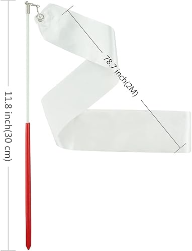 Miniatura 2 de Varitas de gimnasia rítmica blancas para elogiar serpentinas de baile para niños, espectáculos de talentos y baile artístico, paquete de 2