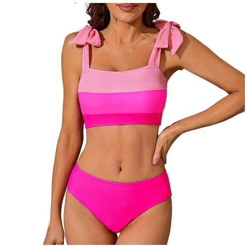 Bikinis Mujer Traje De Baño Acolchado Ropa De Playa Dos Piezas 2026 Cintura Alta Reductor Sexy Escote En V Push Up con Relleno Traje Baño Adecuado Viajes Playa La Natacion(M)