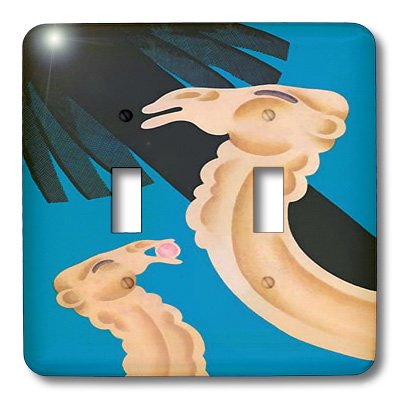 Interruptor de palanca doble 3dRose lsp_109917_2 con pintura digital de 2 camellos Art Deco