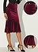 Allegra K Women's Feminine Chic Retro Elastic Waist Velvet Fishtail Mermaid Bodycon Skirt Red XL