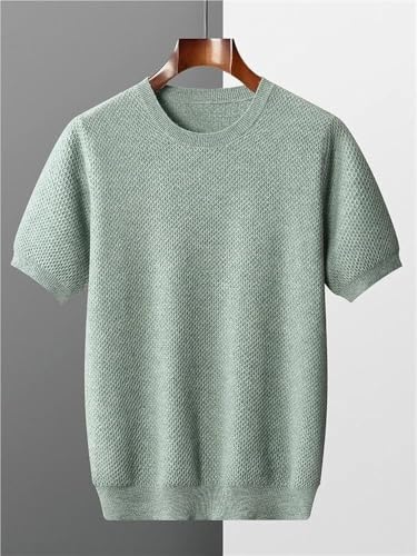 Mens Round Neck Wool Short Sleeve Pullover Stitch Vest Casual Sweater Lightweight Comfortable Top2