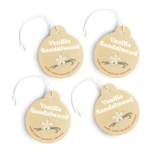 Image of Happy Wax Vanilla Sandalwood Car Charms 4-Pack - Scent Notes: Vanilla, Vetiver, Patchouli and Cedarwood