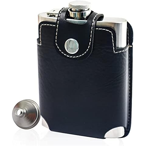 LELE LIFE Frasco de cadera de acero inoxidable con funda de cuero para cinturón Cover