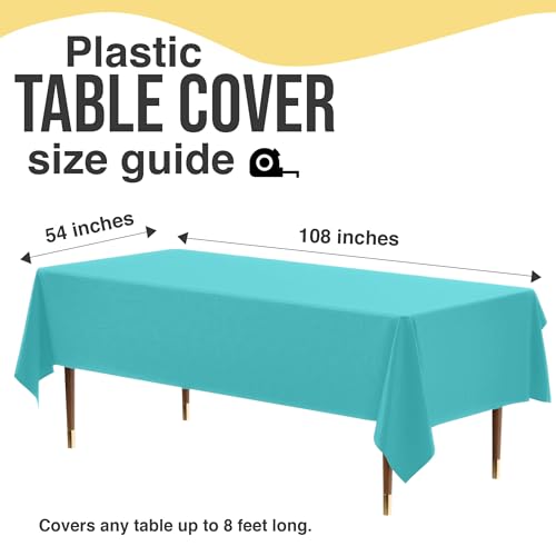 Image of Exquisite Blue Rectangle Tablecloth 54 inchx108 inch - 48 Pack | Plastic Tablecloth, Disposable Table Covers Rectangle for Parties, Weddings, Holidays & Party Supplies
