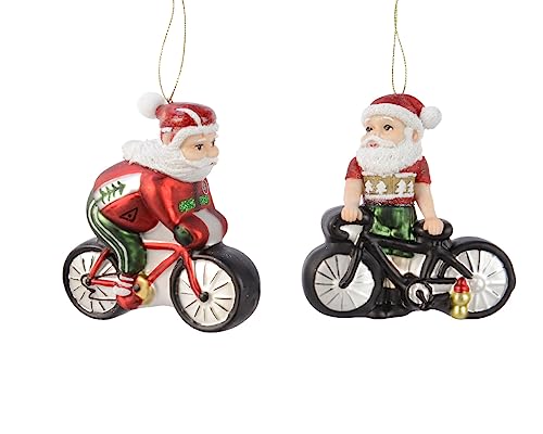 Adornos para árbol de Navidad de cristal, 12 cm, 1 unidad, surtidos con bicicleta, soplado artesanalmente, rojo, verde y negro