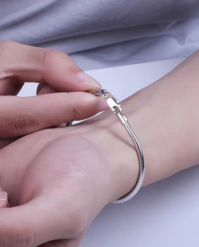 Men's S925 Sterling Silver Bracelet, Casual Elegant Men's Jewelry, Snake Cuff Chain Bracelet Large to Small Sterling Silver Gift for Men4