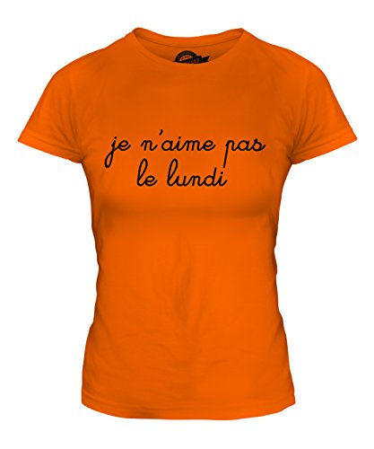 Candymix "Je N'Aime PAS Le Lundi Lunedi T-Shirt da Donna Maglietta, Taglia Small, Colore Arancione