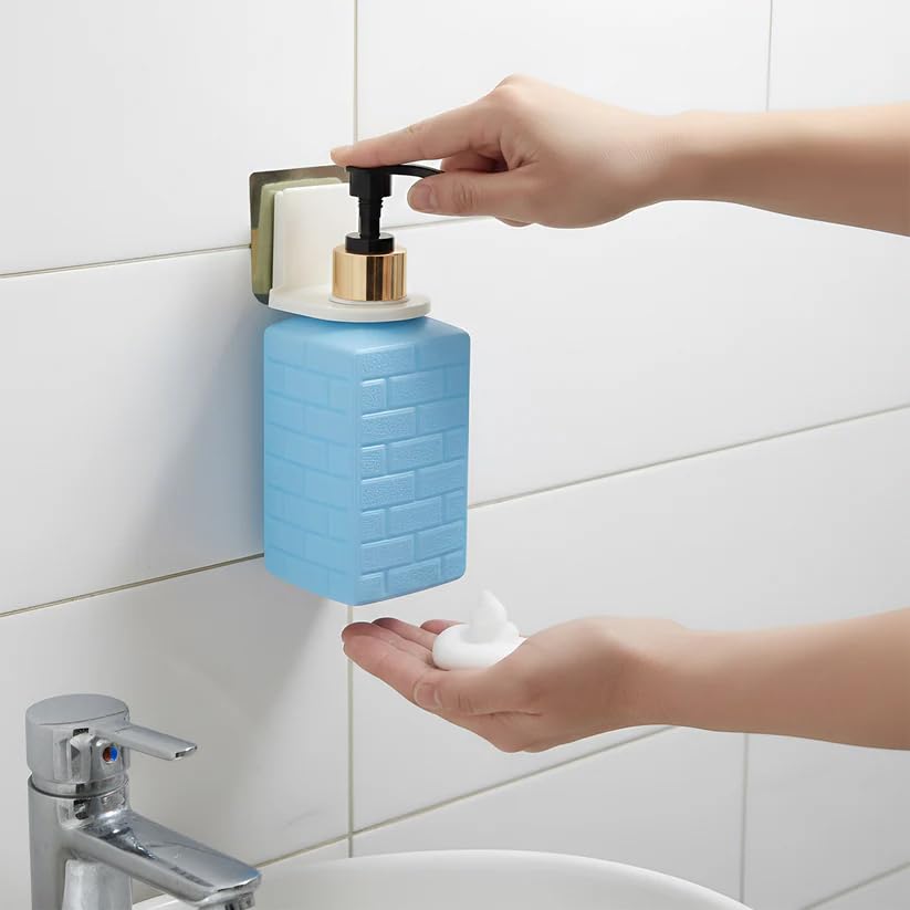 Wall Mounted Liquid Soap Dispenser with Pump | No-Drill Adhesive Refillable Soap, Hand Wash, Shampoo & Lotion Dispenser | Bathroom, Kitchen & Wash Basin Organizer-image-36