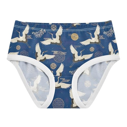 Toddlers Underwear Floral 2t Cotton Girl Panties Cute Stylish Undies Kids Briefs Elegant Cranes Wings Blue Animal