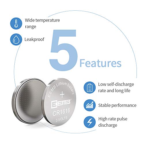 20Pcs Eemb Cr1616 Battery 3V Lithium Battery 1616 Coin Cell Batteries 3 Volt Li-Mno₂ Button Battery Ul Certified Single Use Battery #TOP5