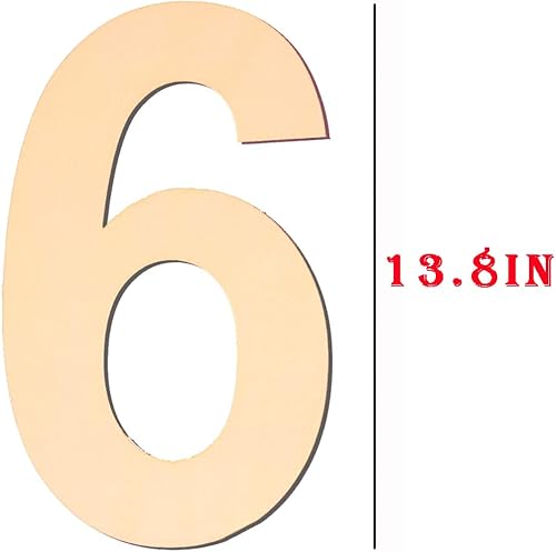 Miniatura 2 de Números de madera grandes de 15 pulgadas, número 6 de madera en blanco, números grandes de madera sin terminar para manualidades, letreros de