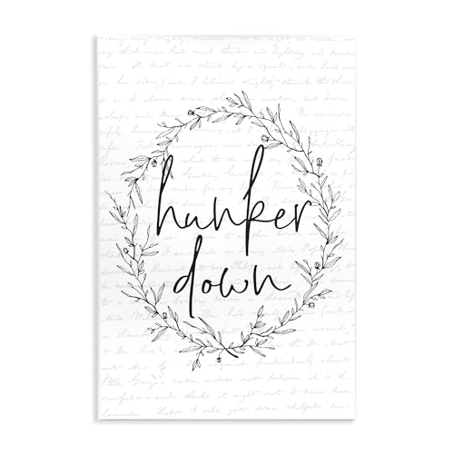 Stupell Industries 'Hunker Down Spring Wreath', Wall Plaque Art, 13 x 19 Inches, Easy to Hang and Sturdy, Made in USA, by Lettered and Lined