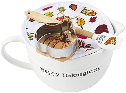 Mud Pie Circa Happy Thanksgiving Mixing Bowl Set, White, 10" x 5.3" - Thumbnail 3