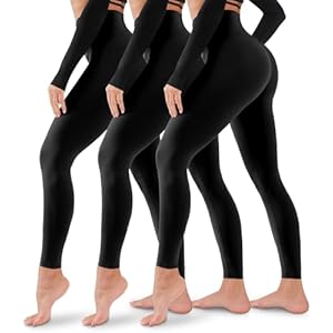 3 Pack Leggings for Women-No See-Through High Wais...