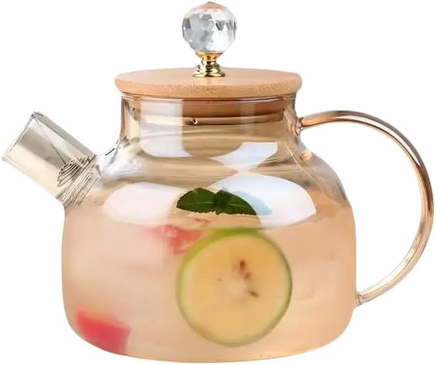 ALBAWADIGlass Teapot Water Kettle For Ice/hot Tea Coffee Juice Maker Luxury Design (1L)
