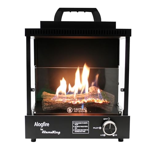Flame King ALOGFIRE Propane Ambiance Log Fireplace Heater, Clean and Smokeless Dancing Flames, Indoor and Outdoor Use, for Campers, Patios, and Workshops