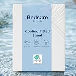Bedsure Double Cooling Fitted Sheet – Soft Breathable Deep Pocket Bed Sheet, Cool to Touch, Wrinkle Resistant, White