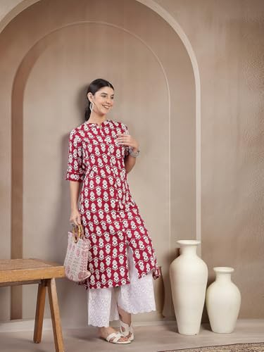 Image of Stylum Women's Floral Printed Rayon A-Line Kurta
