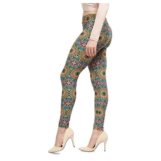 LMB Lush Moda Extra Soft Leggings with Designs- Variety of Prints - 763F Floral Multi B5