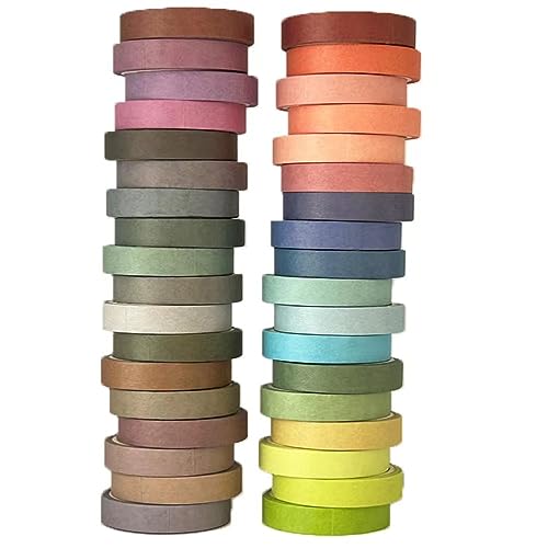Haxibla Conjunto de 36 Rolos de Fita Washi, Fita Adesiva Colorida Washi Tape de 4 Metros de Comprime