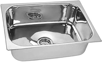 rigwell lifetime 304 Grade Stainless Steel Glossy Single Bowl Kitchen Sink (21 X 18 X 8-inch, 17 x 15 x 8-inch)