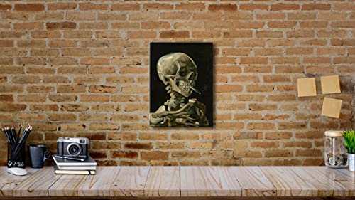 Wieco Art Skull Of A Skeleton With Burning Cigarette, 1886 By Vincent Van Gogh Canvas Wall Art For Home Decor And Wall Decor Post-Impressionism Canvas Prints Pictures Artwork #TOP3