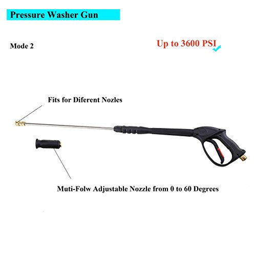 Tool Daily Pressure Washer Gun 3600 PSI with Multi-Flow Nozzle, Adjustable 4.0mm Orifice 45 Inch - Thumbnail 4