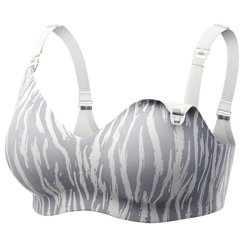 Image of Momcozy Nursing Bras for Breastfeeding, Seamless Comfort Lightweight Maternity Bra, Wireless Pregnancy Bralette, Gray Zebra
