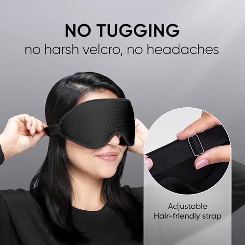 Image of Frido 3D Eye Mask for Men & Women | 100% Blackout Sleep Mask | Zero Pressure Memory Foam for Eyelids & Lashes | Adjustable Straps for Travel & Meditation | Soft Comfortable Night Eye Cover - Pitch Black