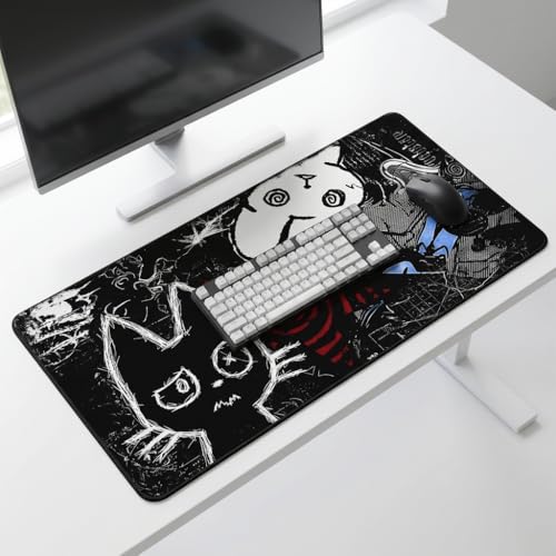 Image of MASIPICKS Doodle Extended XXXL Desk Mat 458 x 915 mm | Premium Midnight Doodle Chaos Mouse Pad with Stitched Edges | 3mm Thick Non-Slip Desk Pad for Gaming, Office & Workstation