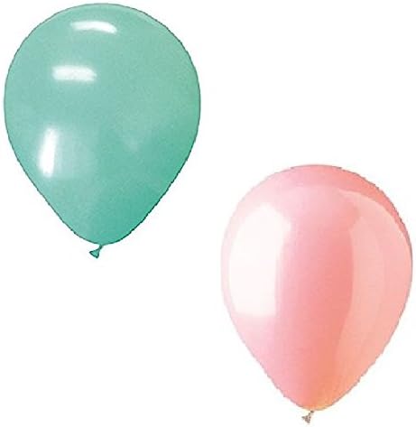 12 Light Coral Pink & 12 Mint Green (Total of 24 Balloons) 12" Party Baby Shower Wedding Deluxe Latex Balloons