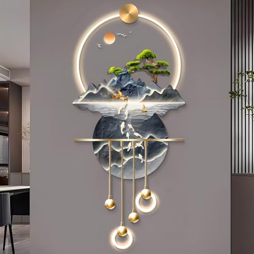 Tableau Carpes Koi LED : Luxe Lumineux pour Entrée Chic