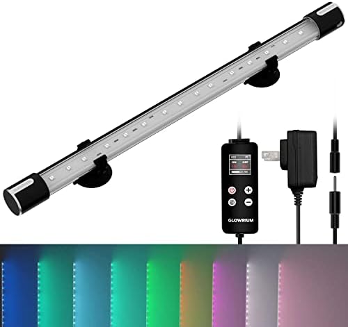 GLOWRIUM Aquarium Lights, LED Full Spectrum Aquarium Lights, 10 Light Modes and infinitely dimmable, Aquarium Lights with Timer auto on/Off, IP68 Double Waterproof Submersible Aquarium Lights