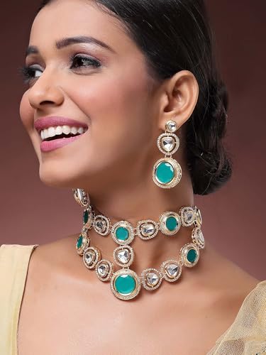 Image of Karatcart Polki Kundan Jewellery Set for Women