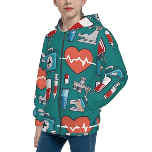 Medical Elements Kid Hoodies Boys Zip Up Sweatshirts Girls Pullover with Pocket