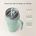 REDUCE Cold1 40 oz Tumbler with Handle - Vacuum Insulated Stainless Steel Water Bottle for Home, Office or Car, Reusable Mug with Straw or Leakproof Flip Lid, Keeps Drinks Cold All Day-Gloss Sea Glass
