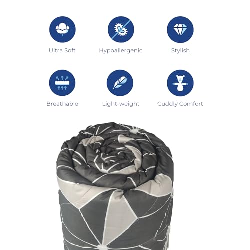 Image of Zinnia Ultra Soft Microfibre Printed Comforter | (Print - Shapes) (BRAYN and Solid Back)