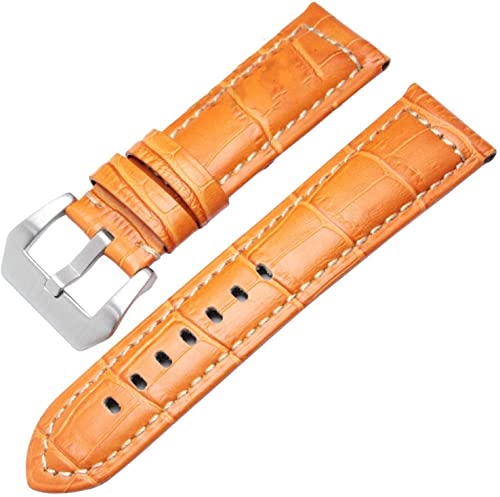 Bracelet de montre en cuir épais 22mm 24mm marron avec boucle ceinture