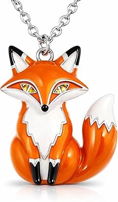 Zeraph Animal Pendant Necklace Collection Wildlife Sea & Mythical Inspired Charm Jewelry Nature & Pet Lover Symbolic Necklace Boho Vintage Gift for Women Men (Fox)