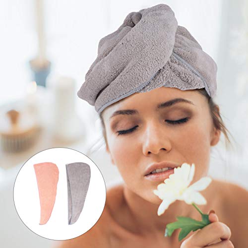 Lurrose 2 Pcs Toalha de Cabelo de Microfibra Toalha de Cabelo de Secagem Rápida Com Botão Absorvente