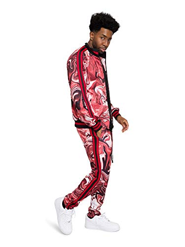 image for G-Style USA Men's Marble Pattern Tracksuit Set - Zipper Jacket and Swe