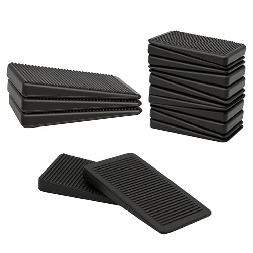 Furniture Levelers Flexible Plastic Shims Furniture Leveling Wedge Shims Anti-Wobble Pad for Chair Table Couch Bed Toilet for Home Improvement (Black 20 Pack)