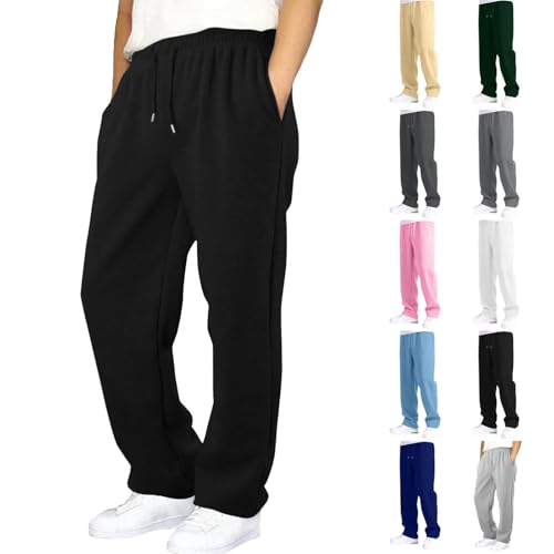 Boys Baggy Sweatpants,Wide Leg Straight Open Bottom Pants Elastic Waist Athletic Joggers with Pockets Sweat Pant 5-16Y