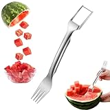 Watermelon Fork Slicer Tool,2 in 1 Watermelon Cutter Slicer Tool,Dual Head Slicer and Fork Fruit Cutting Tool Watermelon Cutter for Kitchen Gadgets Useful Tool