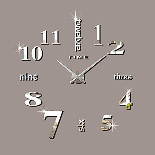 Horloge murale silencieuse à quartz grand miroir laqué pour bureau